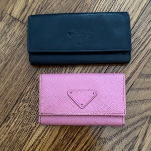 Prada Black and Pink Wallet Duo